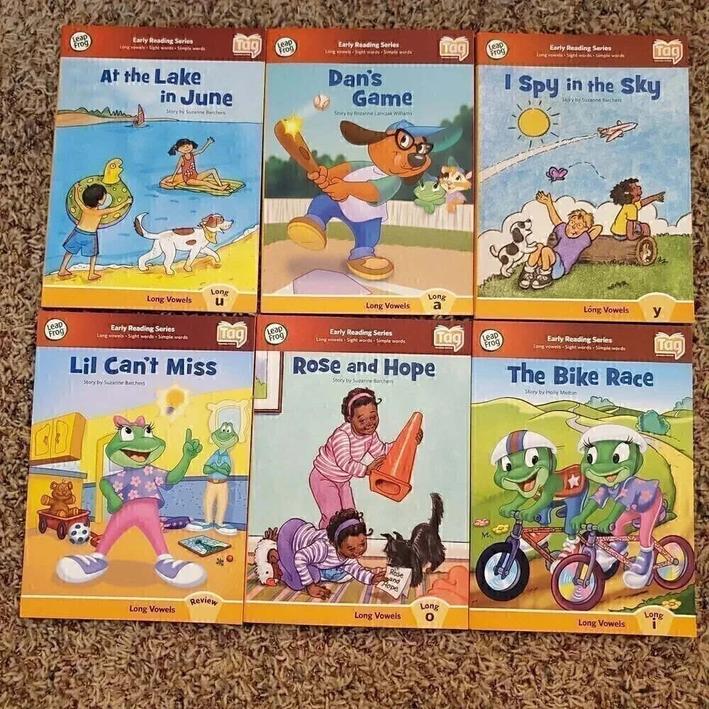 LOT of 6 TAG LEAP READER LONG VOWEL AIOUY‎ Book Series COMPLETE
